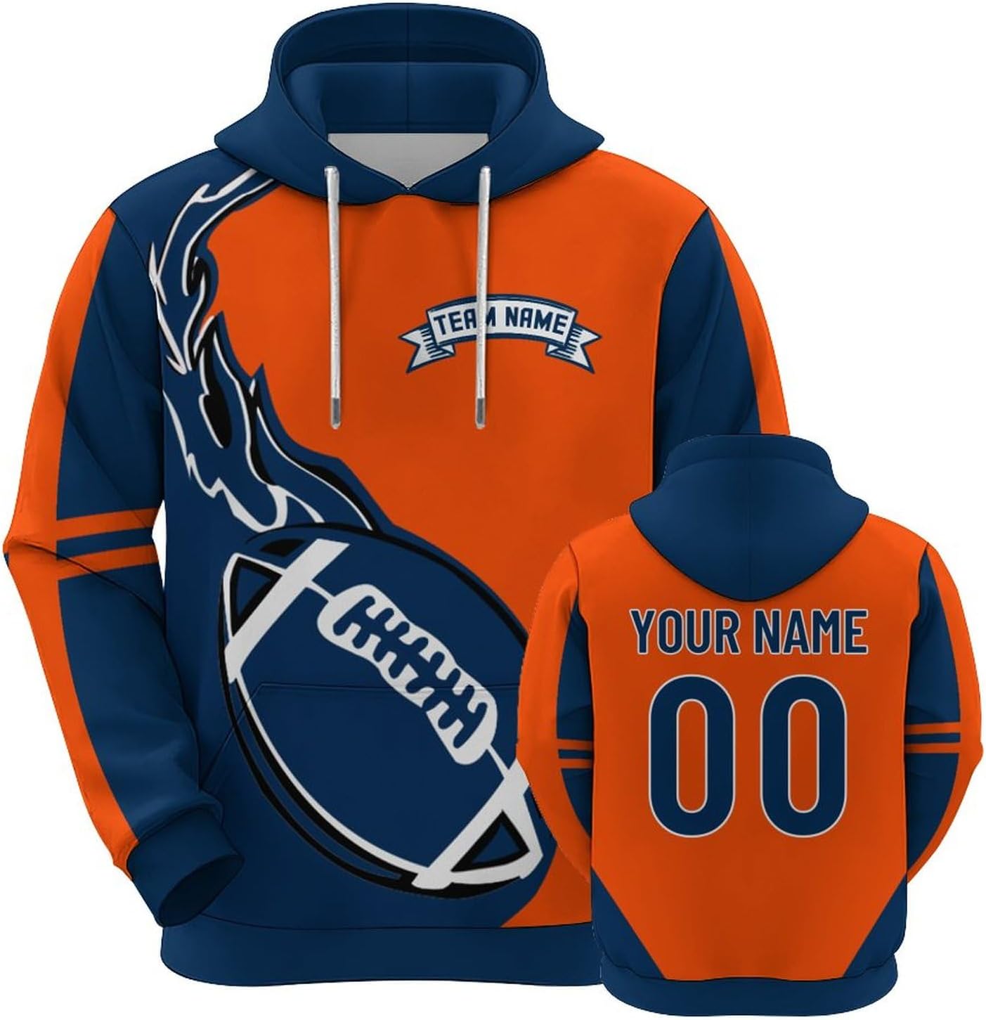 Custom College Football Hoodies Sweatshirts Pullover Personalized Name Number Hooded for Men Women Youth Fans Gifts