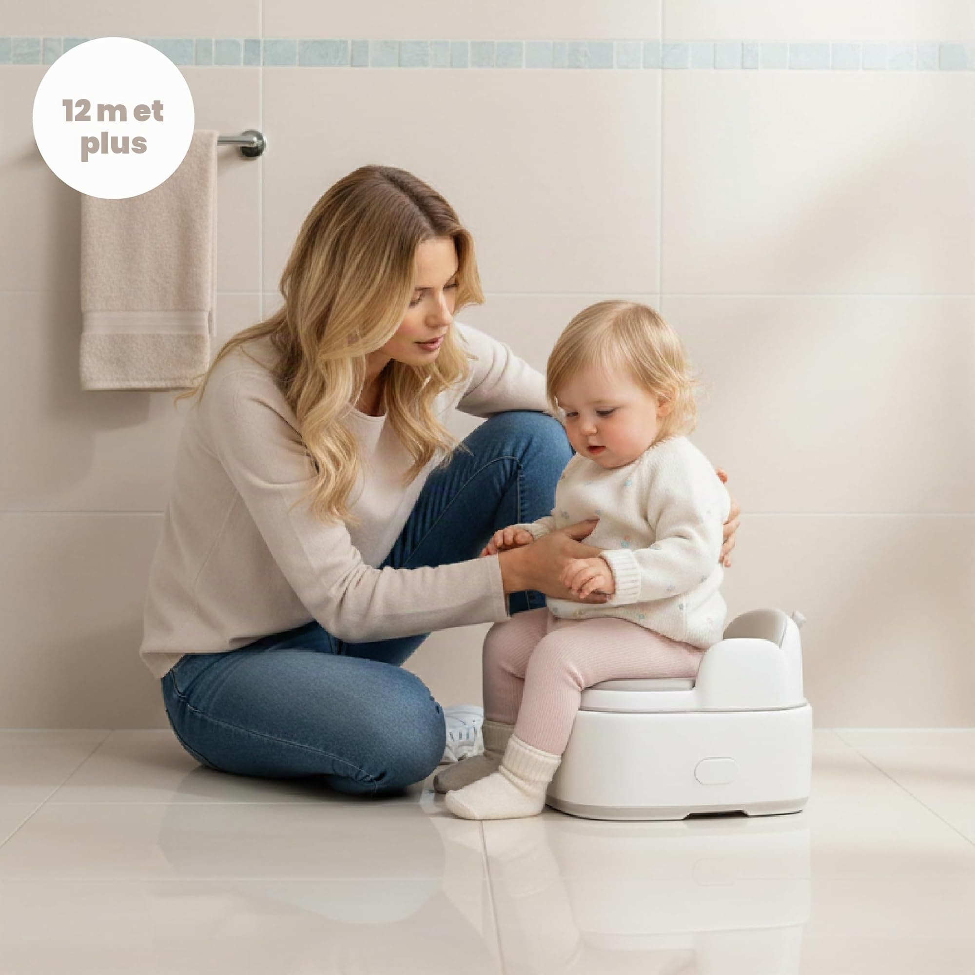 SUN BABY Pot 3-en-1 Enfant 1-6 Ans - Blanc-Gris | Pot, réducteur et marchepied
