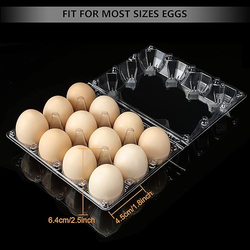 Miniatura 3 de 48 cartones de huevos a granel, cartón de plástico vacío para huevos de gallina, cada uno tiene capacidad para 1 docena de huevos (12 huevos),