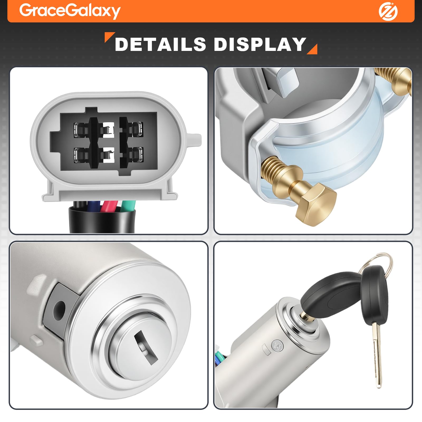 GraceGalaxy Bloccasterzo Interruttore Cilindro Serratura,Kit Blocco Accensione con 6 Cilindri di Chiusura 2 Chiavi per Iveco Daily 2000-2006, OEM 2992551 2991727