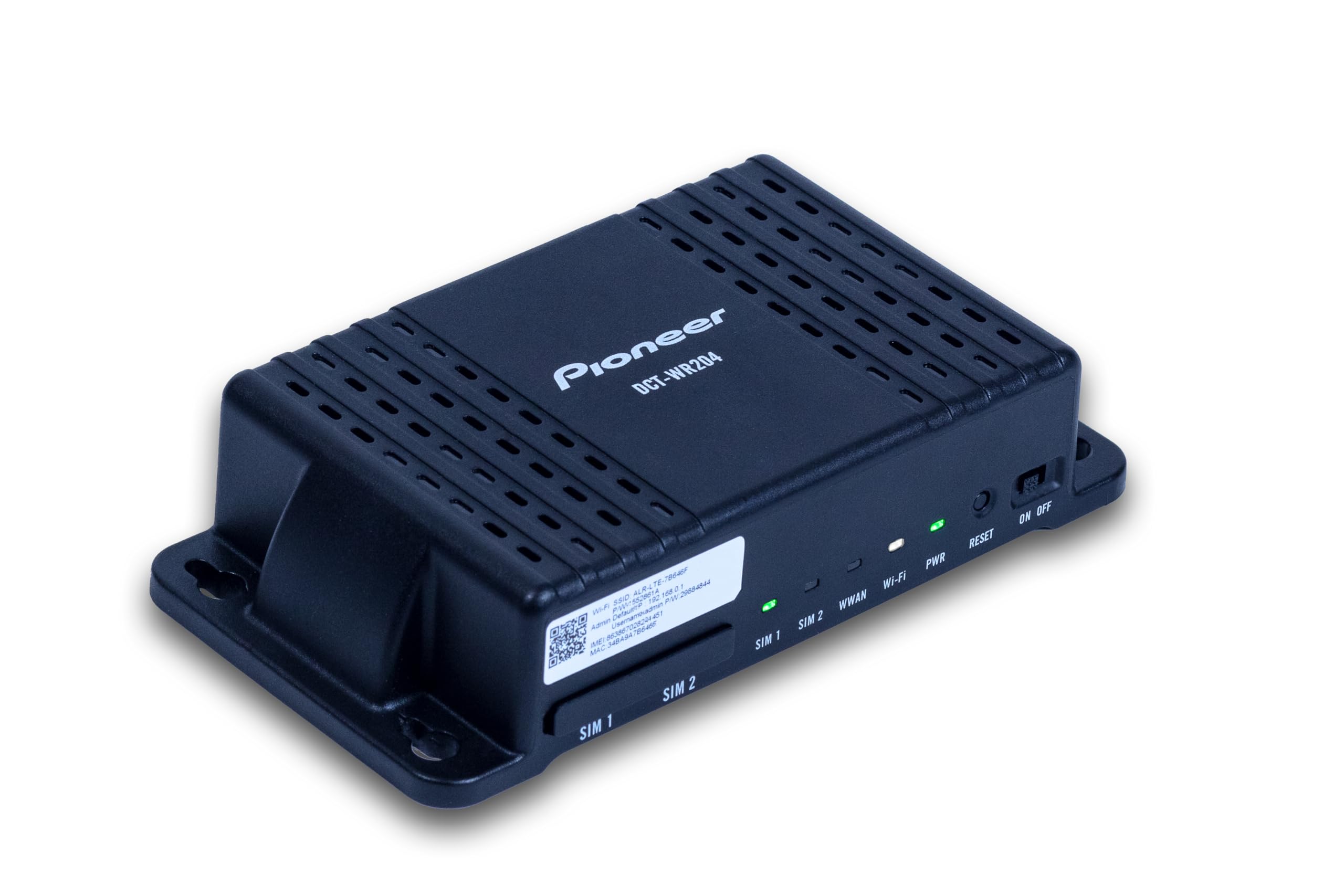 Pioneer DCT-WR204-SH RV Wi-Fi router with external Wi-Fi antenna, amplifier function, 2 LAN ports, 2 SIM slots, Smartphone support, timer function