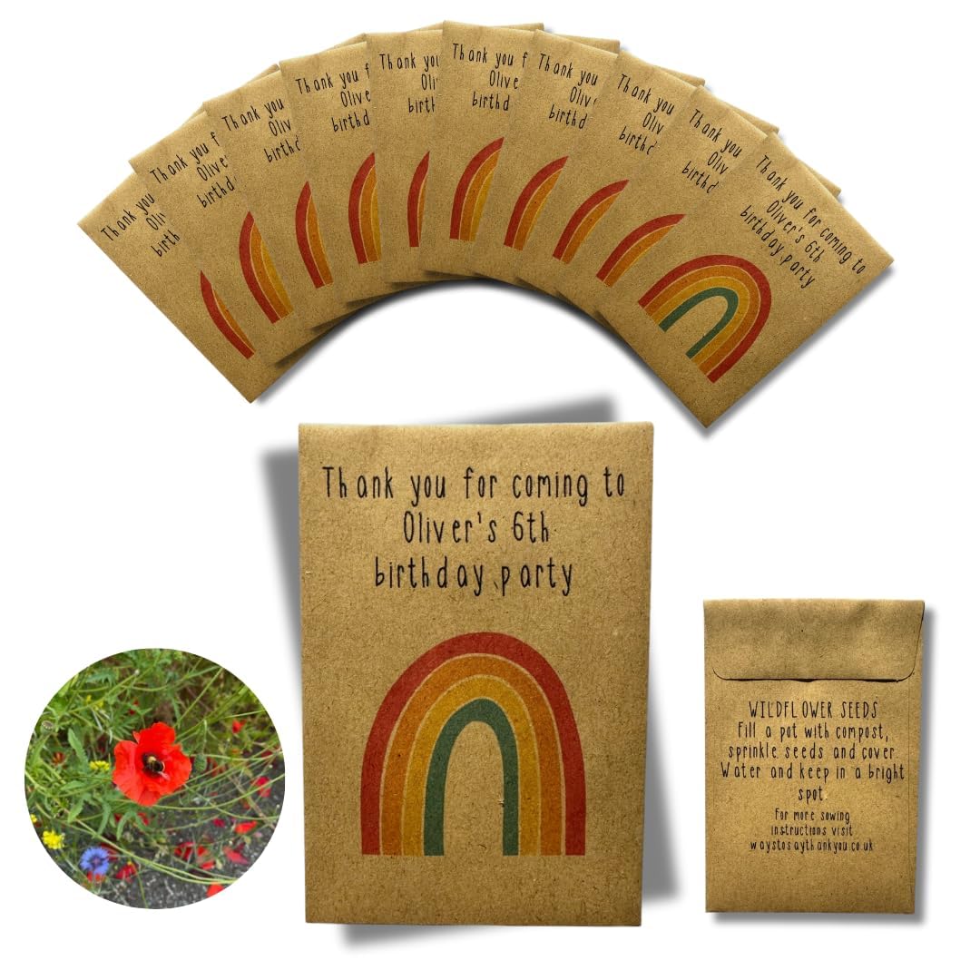 Wildflower Seed Packets X 10 – UK-Sourced Seed Mix in Paper Packets – Thank You Favours for Weddings Birthdays Events – Made & Packed in the UK - Teacher End of Term Class Gifts — image 1
