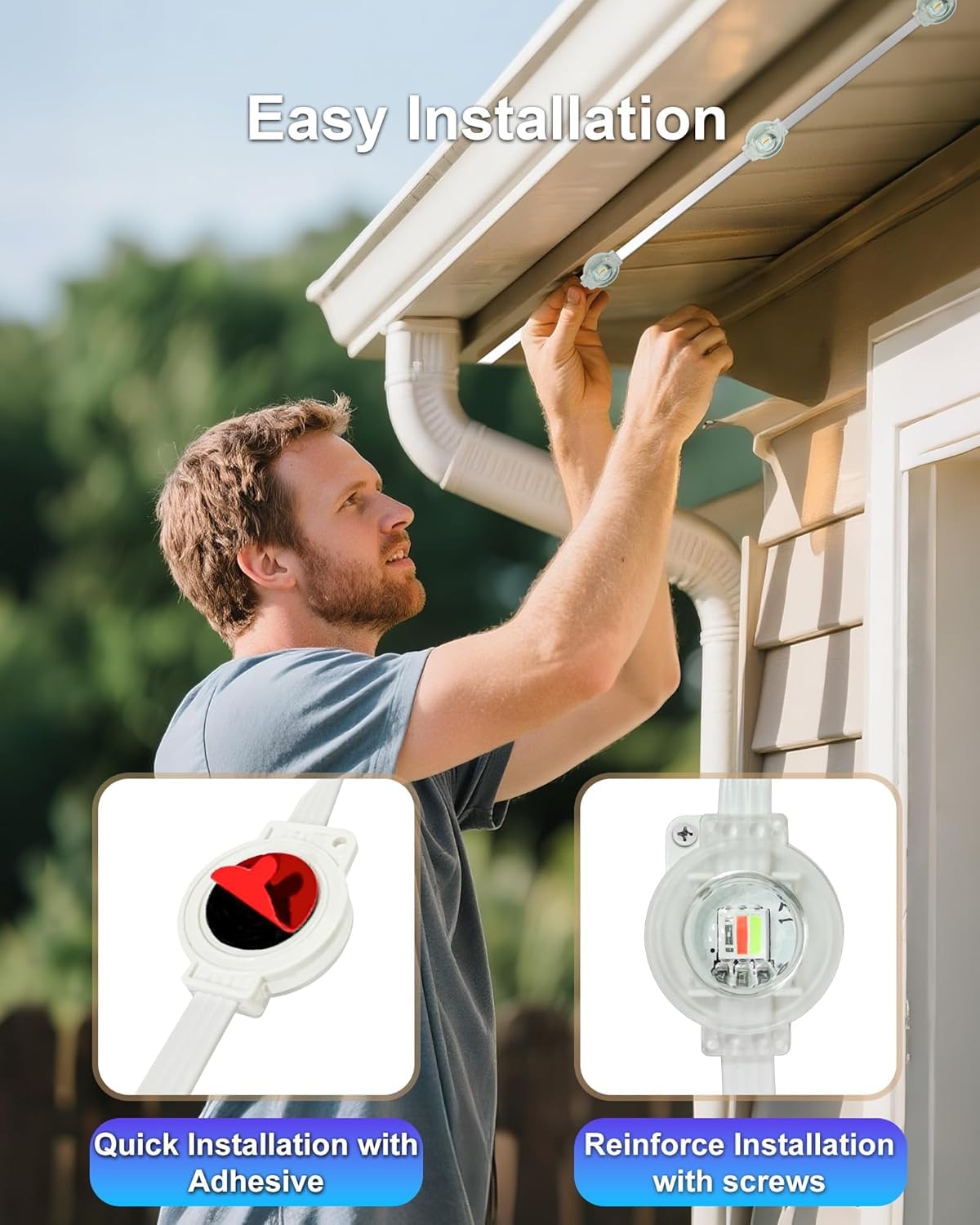 60m Permanente Außenbeleuchtung, RGBIC LED Lichterkette Weihnachtsbeleuchtung Aussen App und Fernbedienung, 250 Szenenmodi, Musik Sync + Timer, IP67 Wasserdicht für Weihnachtsdeko Dach Garten Täglich