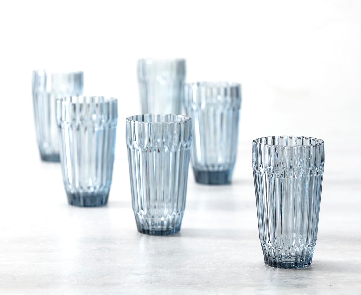 Fortessa Archie Glass Drinkware, Iced Beverage Glass (Set of 6), 15 Ounce, Dusk Gray