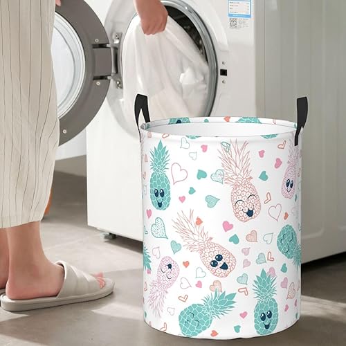 Miniatura 2 de AFHYZY Pineapple Laundry Hamper Large Collapsible Laundry Baskets with Handles Easy Carry Round Storage Basket Dirty Clothes Hamper Blanket Basket