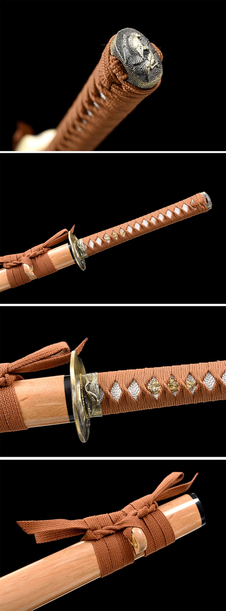 Katana Recta de Madera,Espada de Madera Hecha a Mano de 103cm,con Vaina,Hoja de Madera Natural