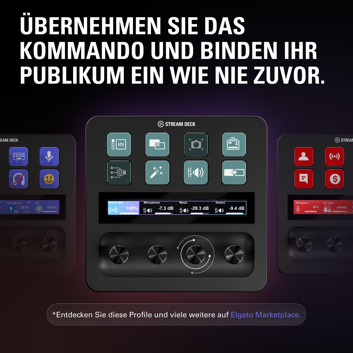 Elgato Stream Deck +, Audiomixer, Live-Produktion und Studio-Controller für Content Creators, Streaming, Gaming, mit anpassbarer Touch-Leiste, Drehreglern und LCD-Tasten, für Mac und PC