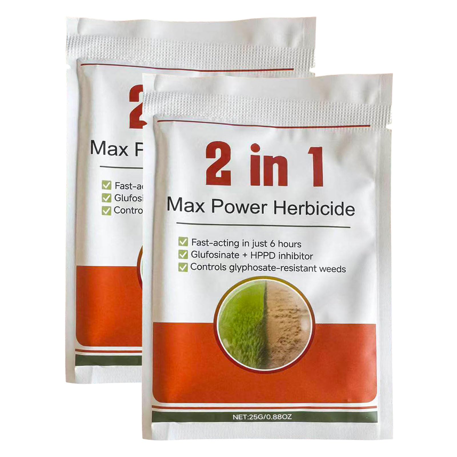 2 in 1 Max Power Herbicide, Fast-Acting Weed Killer, Controls Resistant Weeds, Action Powerful Concentrated Fast Acting Reaching the Roots, 25g