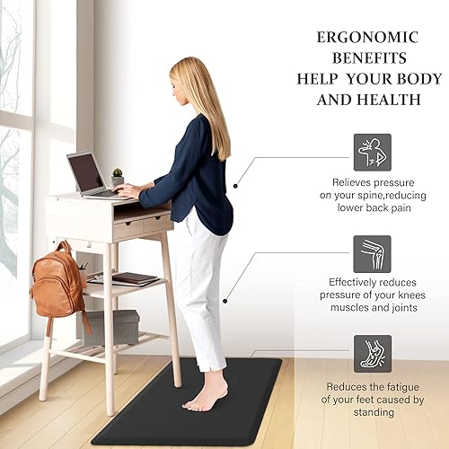 Miniatura 123 de HappyTrends Tapete de cocina [2 piezas] acolchado, cómodo, antifatiga, impermeable, antideslizante, tapete de espuma ergonómica gruesa y perfecta