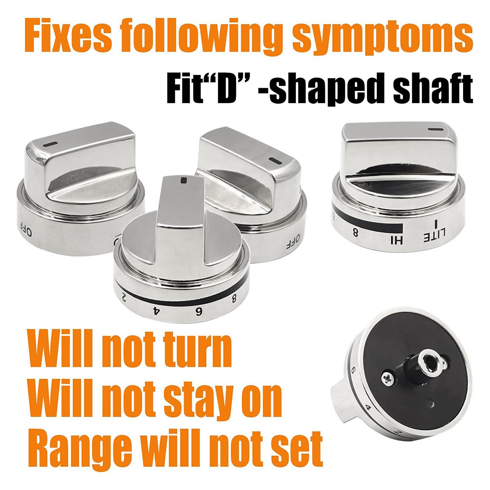 Fabater 5 Stück Herdknopf Ersatz, Edelstahl Drehknopf Set, 5PCS