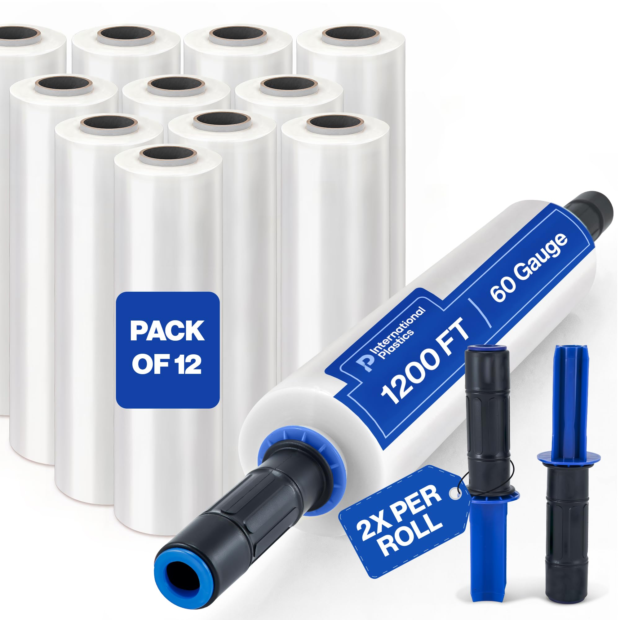 International Plastics Co. 15" Plastic Stretch Wrap with Tension Handles