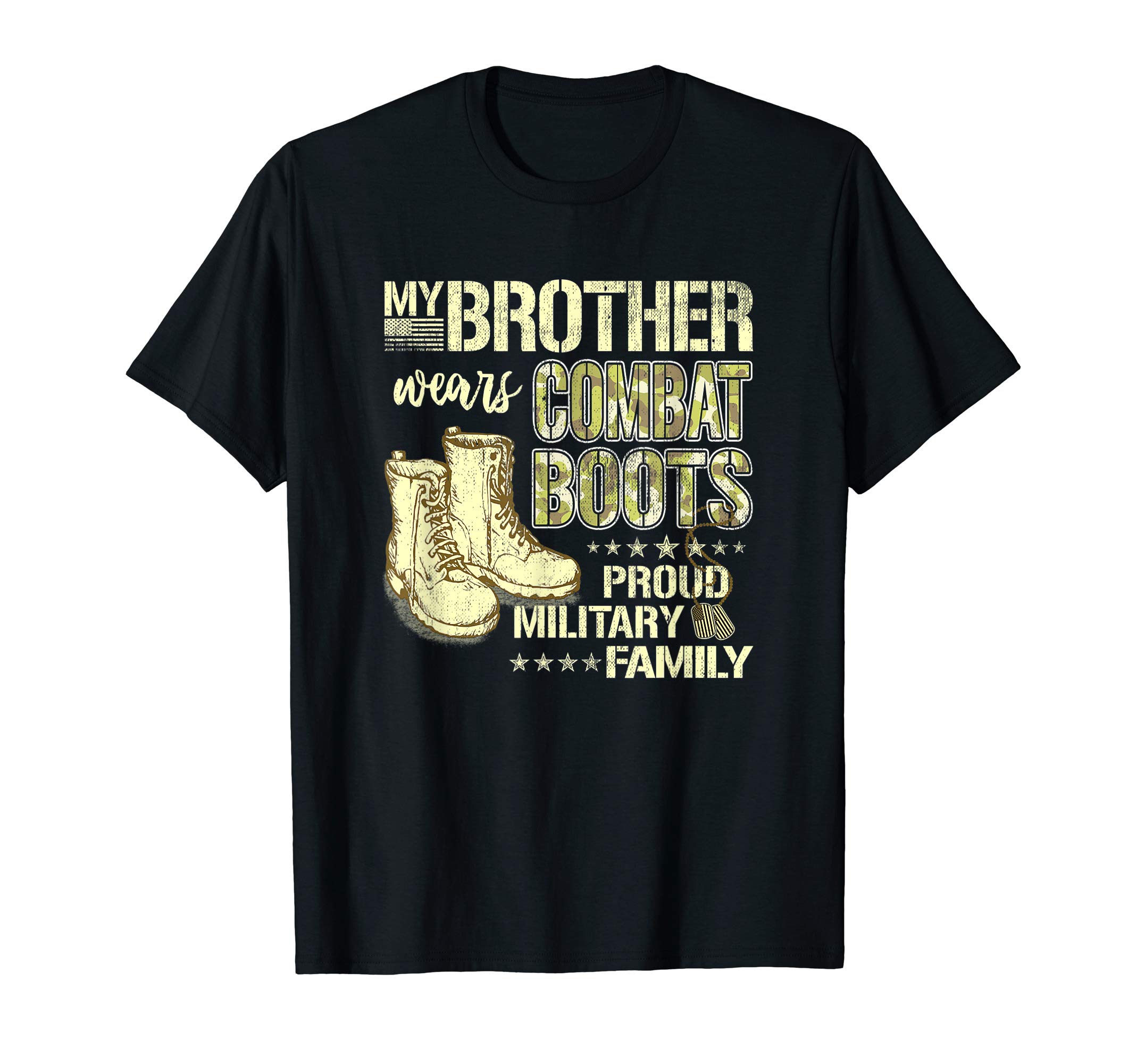 ZeeWire Proud Military Family Shirts & GiftsMy Brother Wears Combat Boots - Proud Military Sibling Gift T-ShirtOEKO-TEX STANDARD 100