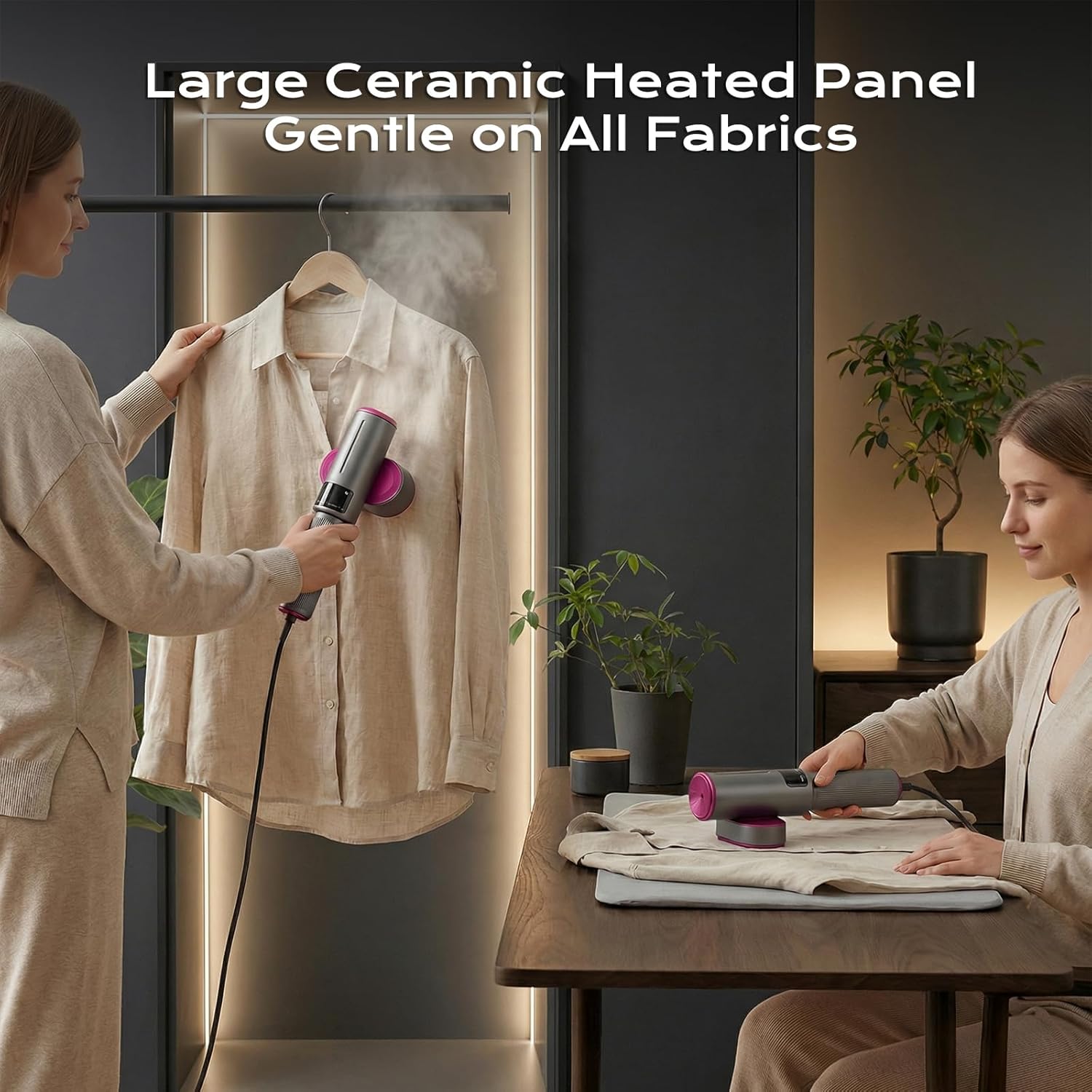 Travel Steamer for Clothes,1200W Portable Steamer ＆ Iron 2 In 1,Large Ceramic Heat Panel with 90°Rotatable Head,100ml Water Tank,110-120V Mini Ironing Machine for Home, Travel and Business.