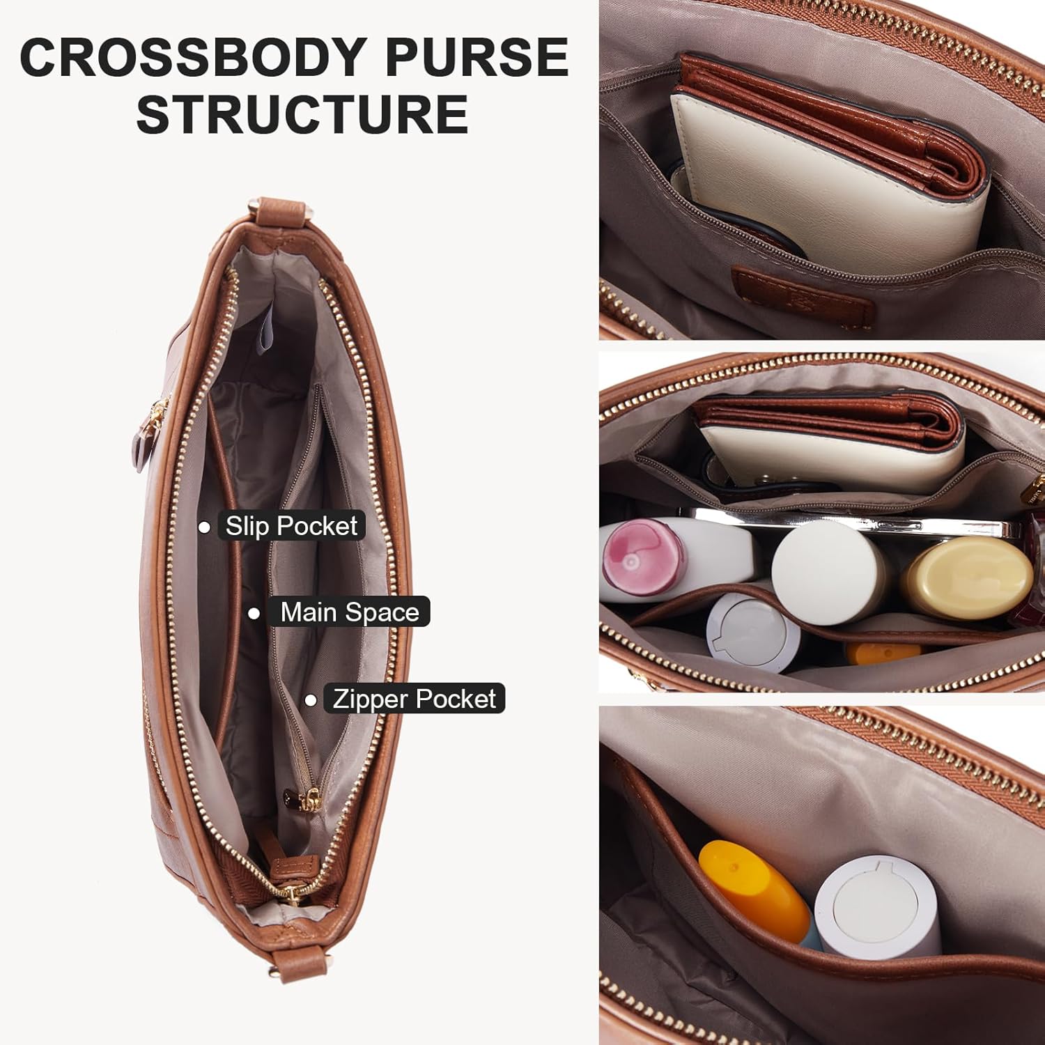 BOSTANTEN Crossbody Purses for Women Vegan Leather Shoulder Handbags Hobo Bag with Detachable Strap for Daily Travel & Work - Image 5