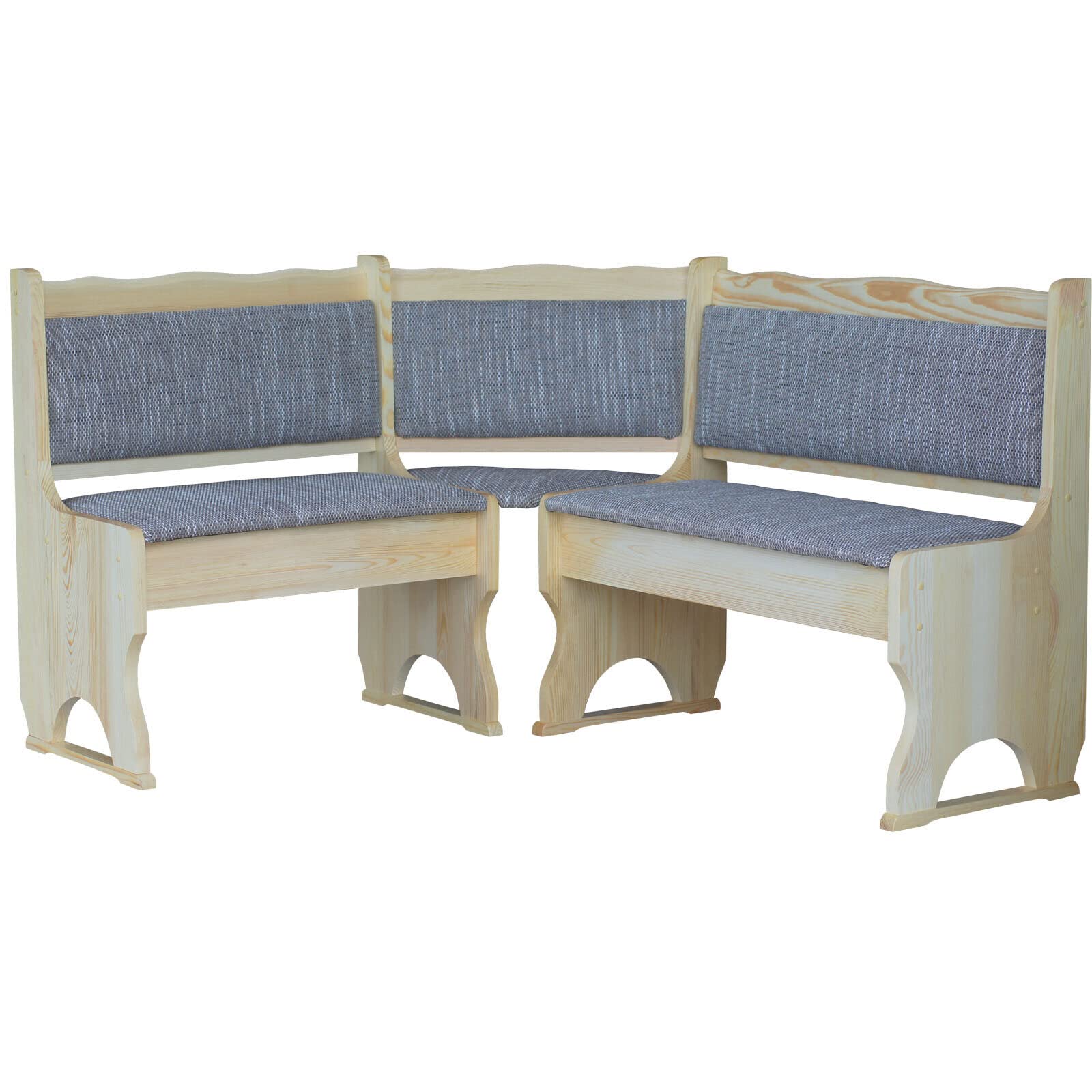 k koma Banco esquinero de pino lacado con acolchado de madera maciza beige (160 x 200)