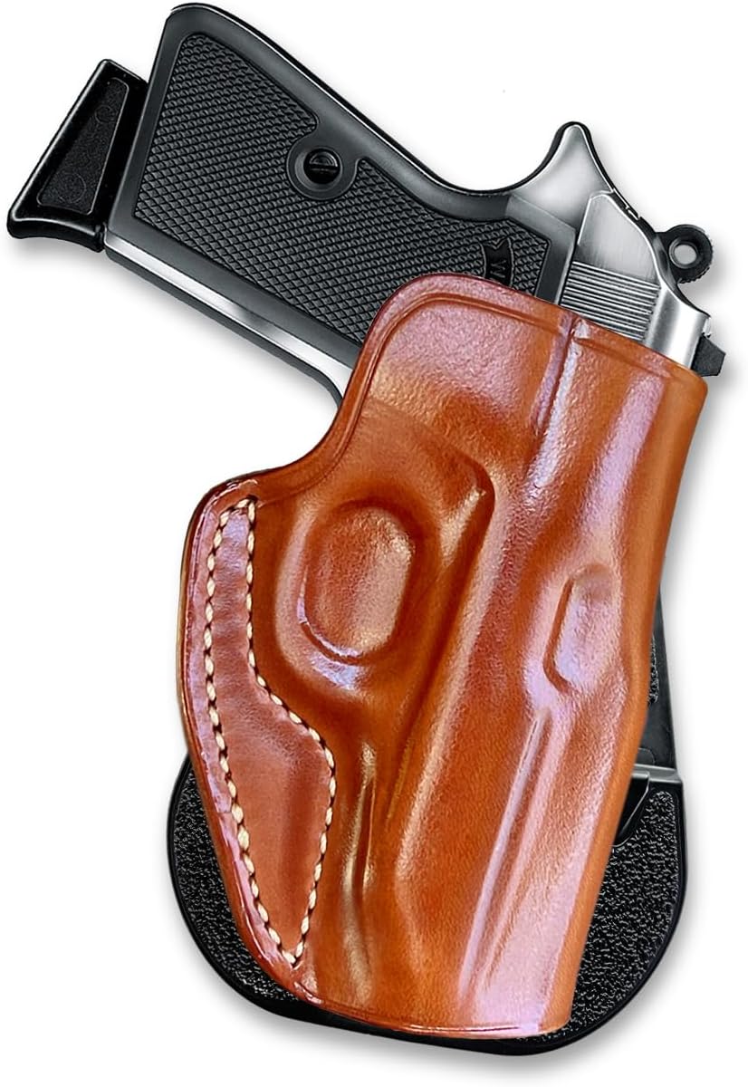 Masc Premium Leather OWB Paddle Holster Open Top Fits Walther PPK/S .22LR/ 380 Caliber 3.3" Barrel, Right Hand Draw, Brown #1170#