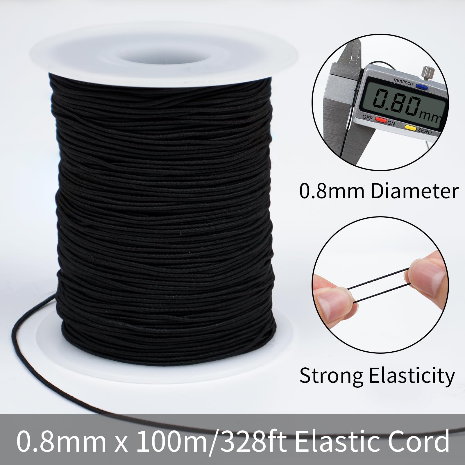 LEREATI Elastic String for Bracelets 328 Feet 0.8mm Elastic Cord for Jewelry Making Stretchy Bracelet String for Bracelet Making, Necklaces, Beading and DIY Crafts (Coffee)