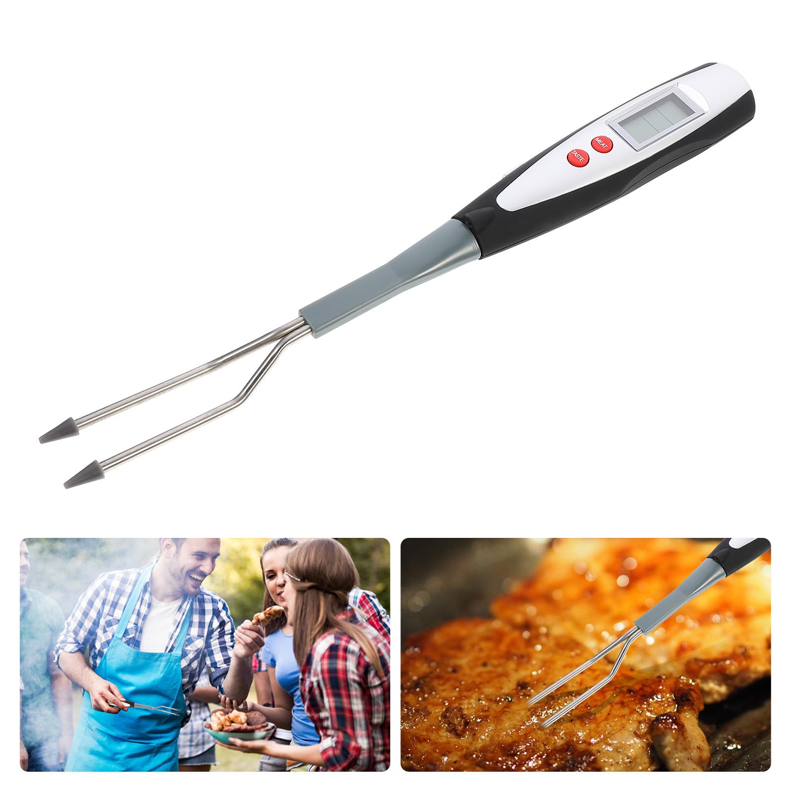 Forchetta Termometro Digitale da Cucina Bbq, Manico lungo Nero