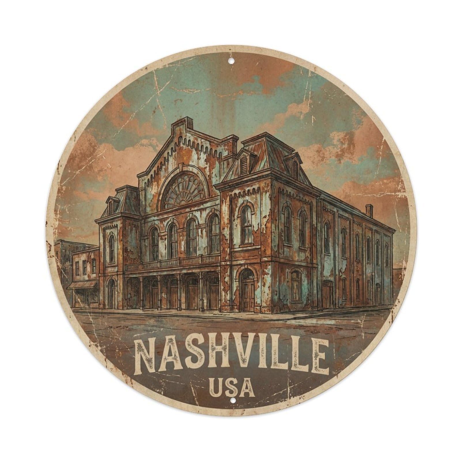 Tgrcjimh Style Metal Tin Sign Retro Travel Usa Nashville