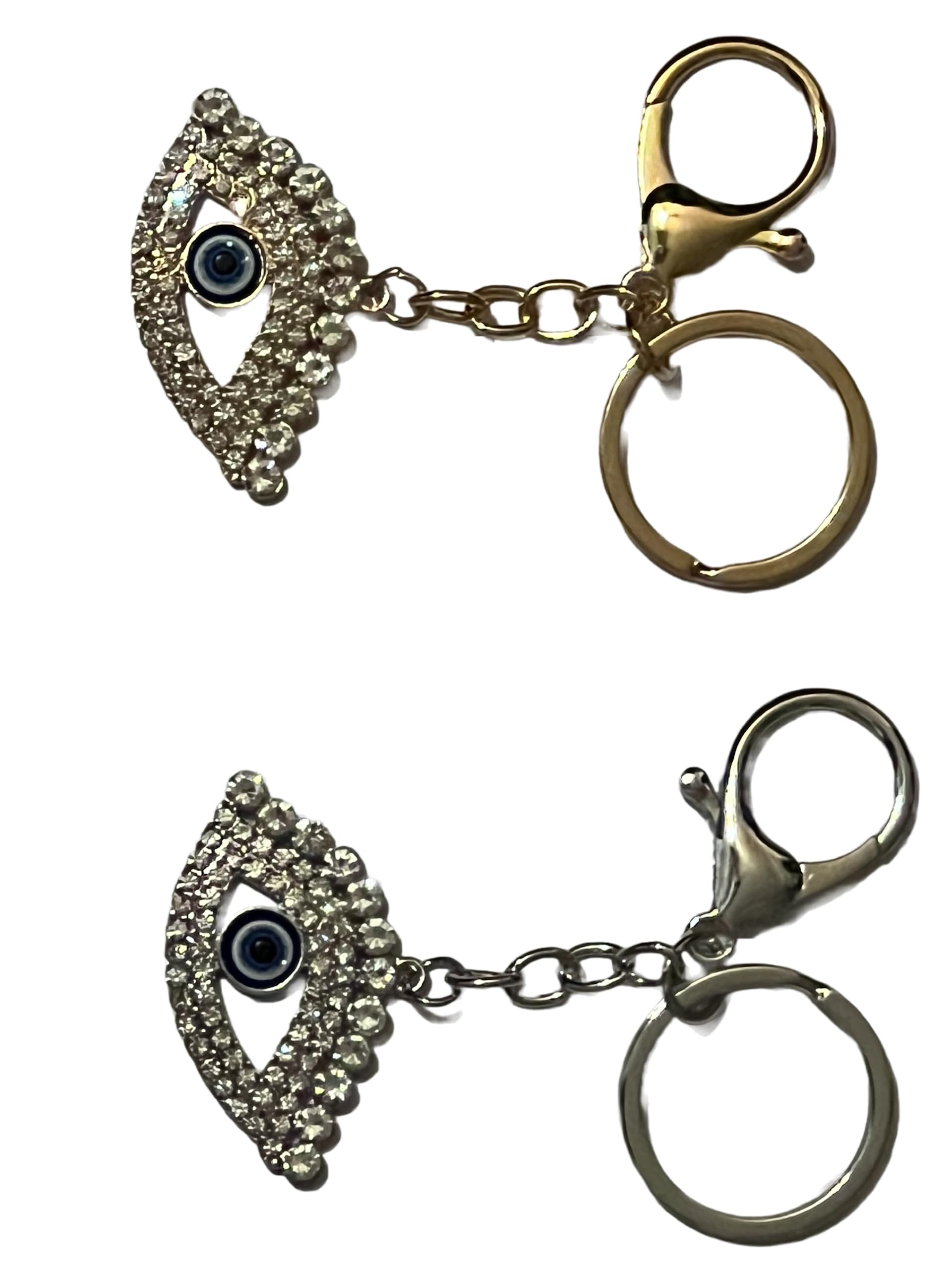 Eye-Catch Keychain: Stylish Eye-Shaped Design with Rainbow or White Stones