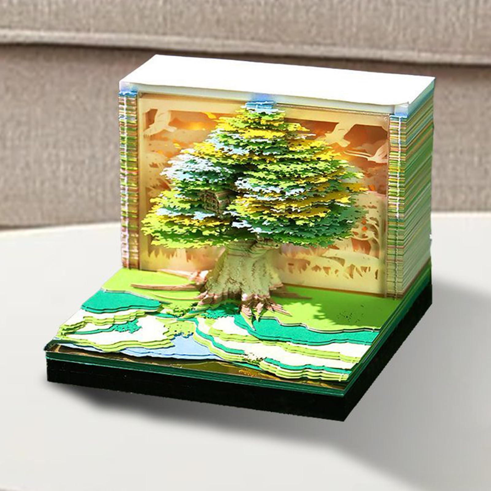 Kalendarz 3D Notes 2026 Rzeźba czasu do odrywania, Domek na drzewie | Bloczek Memo 3D z Rzeźbionego Papieru Na Parapetówkę, Święta Bożego Narodzenia I Dekorację