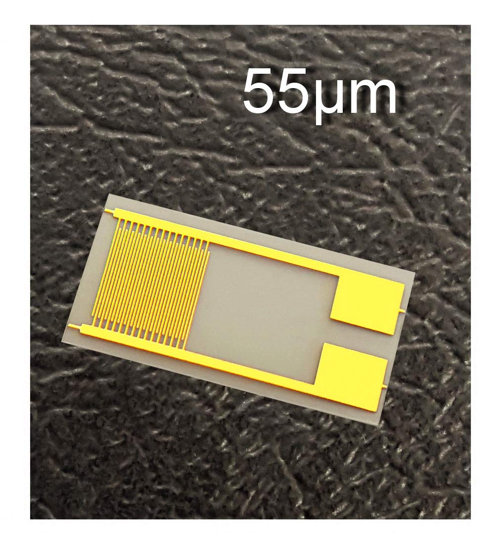 20 Pieces/Pack 55μm Flexible Interdigitated Gold Electrodes IDE Medical Gas Sensor Chip Interdigital Capacitor Polyethylene Terephthalate (PET) 10mm-5mm