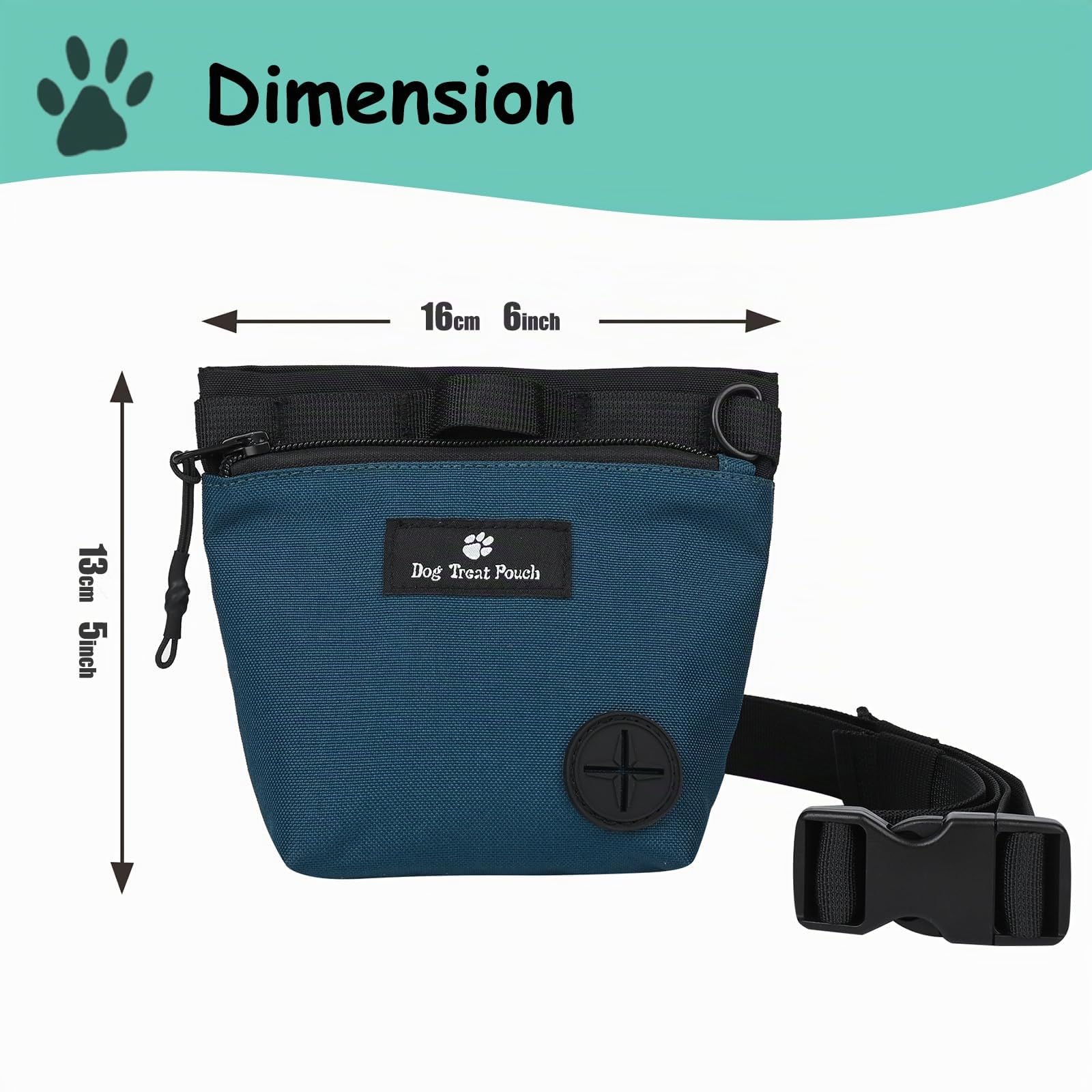 Sac de Dressage pour Chien avec Fermeture à Pression magnétique, Sac Banane pour Dressage d'animaux de Compagnie en Plein air, avec Support de Sac Poubelle (Noir)
