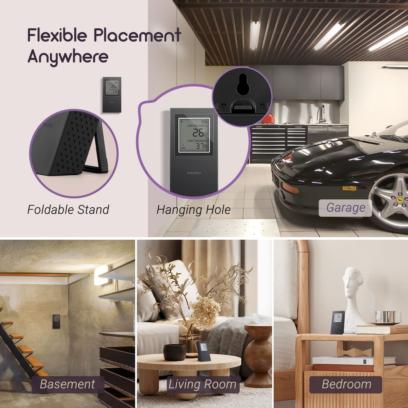 Inkbird Rilevatore di Radon Digitale,Misuratore di Radon Portatile con Monitoraggio Radon a Breve e Lungo Termine,Version EU-Bq/m³,Detector di Randon per Casa, Ufficio, Garage