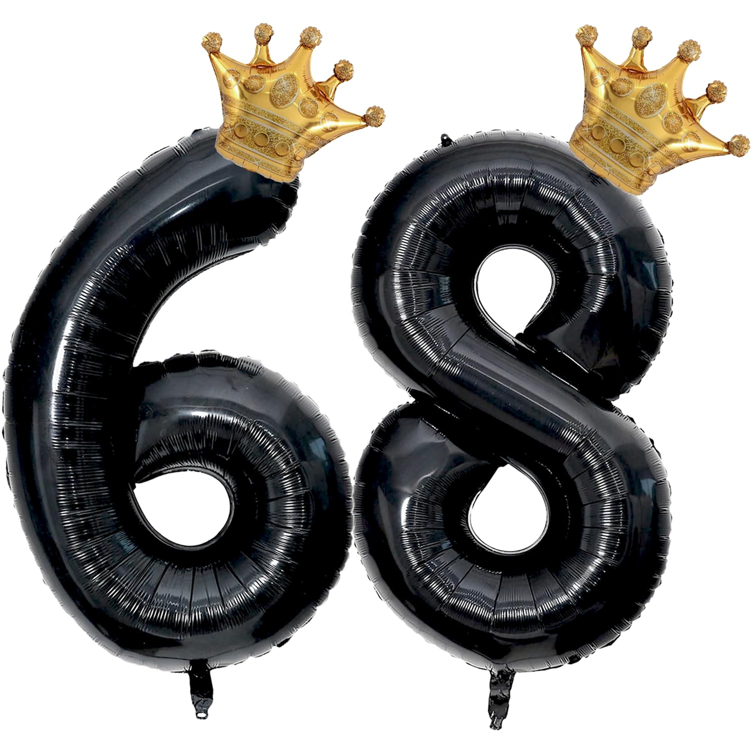 40 inch Large Black 68 balloon Number with Gold Crown Balloons 66th Birthday Big Foil Mylar Helium Balloon for Women Man 68th Birthday Anniversary Decorations Supplies Favors(Number 68 Balloons）