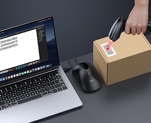 Miniatura 7 de TEEMI Escáner de código de barras Bluetooth 1D 2D con estación de carga receptor de datos de cuna USB, lector de código QR inalámbrico escaneo