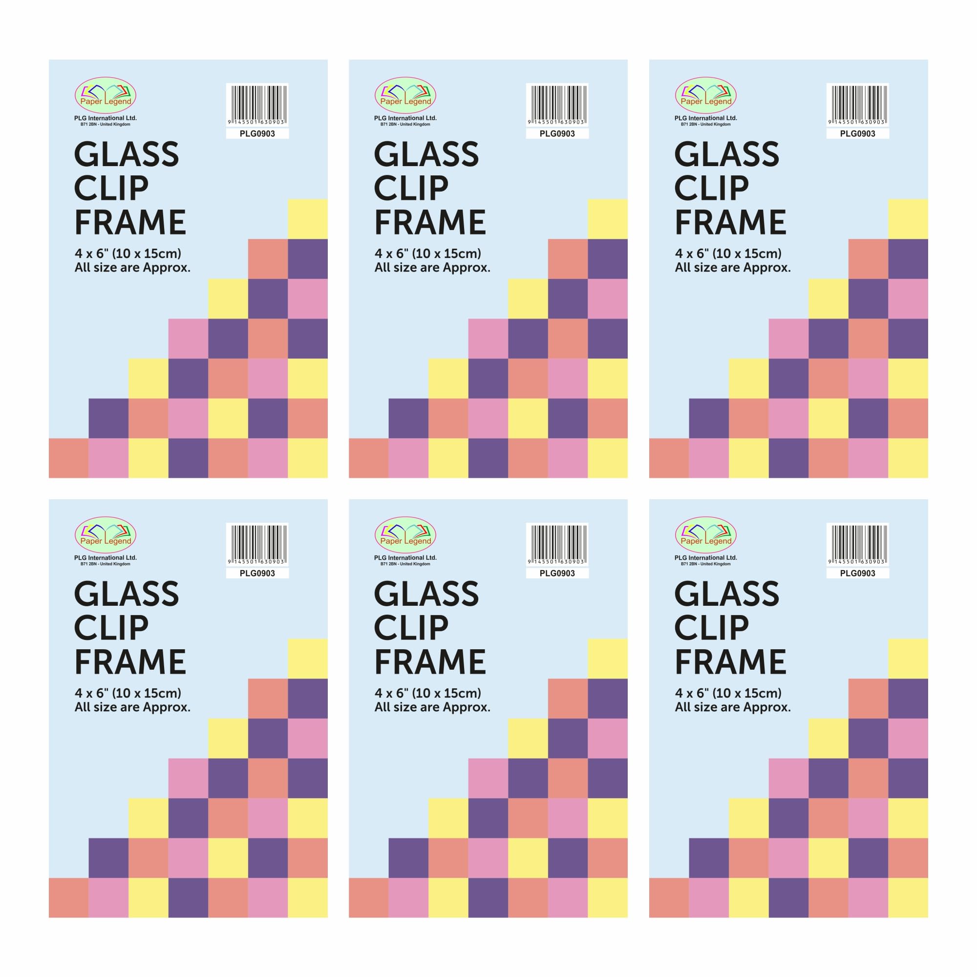 Set of 6 - Frameless Clip Frames Glass Picture Frames For Poster Certificate Frame Wall Mountable Photo Frames Picture Display For Home Office Classic Wall Decor (4 x 6 Inch)