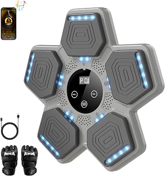 LOLBOX 2026 Music Boxing Machine for Adults and Kids, Smart Bluetooth Boxing Training Equipment with Gloves Wall Mounted, Workout Punching Machine for Home,Office and Gym