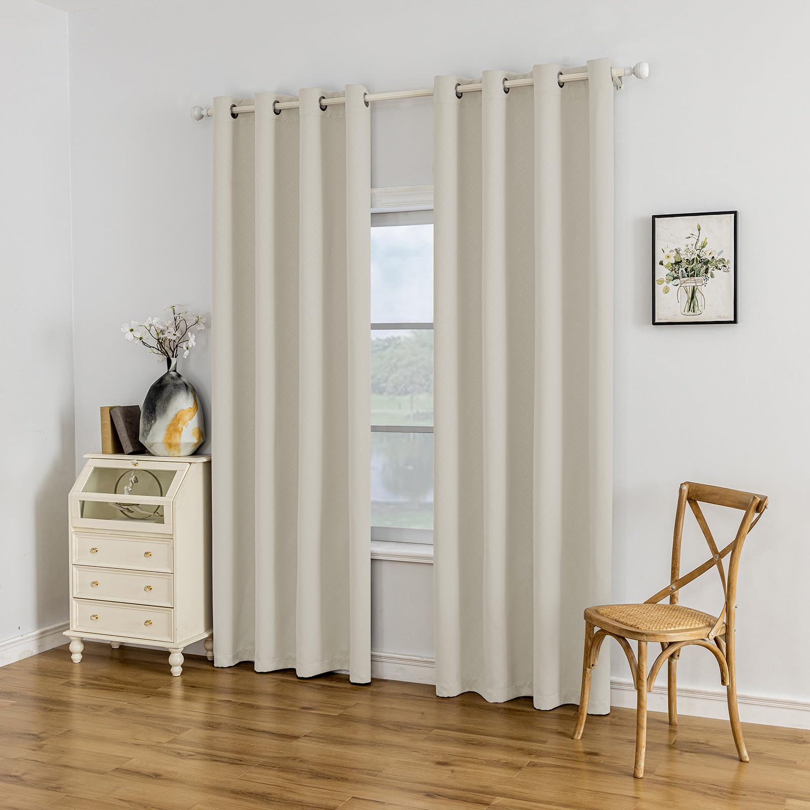 Ystyle Tende Oscuranti per Interni 2 Pezzi, 140x300 CM, Termiche Isolanti, Anti-Rumore, con Anelli, Tenda Moderna Per Camera da Letto e Soggiorno, Beige