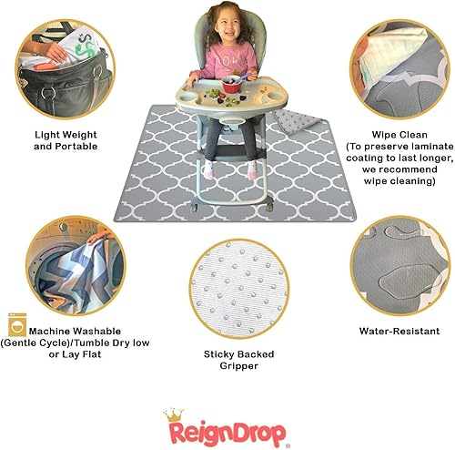 Miniatura 4 de ReignDrop  Tapete grande de 54pulgadas (137.16 pulgadas) para poner bajo silla alta para bebé, alfombra de juego, arena o cajón para mascotas, arte