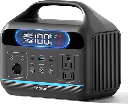 Miniatura 1 de DARAN Estación de energía portátil de 600 W (sobretensión de 1200 W)  288 Wh(90,000 mAh), generador solar LiFePO4 batería con salidas de CA y CC,
