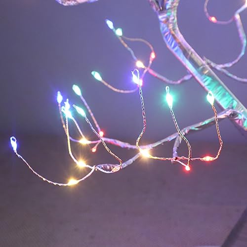 Miniatura 3 de 108 luces LED para árbol bonsái, alimentadas por bateríaUSB, lámpara de árbol artificial de mesa de 20 pulgadas para sala de estar, dormitorio,
