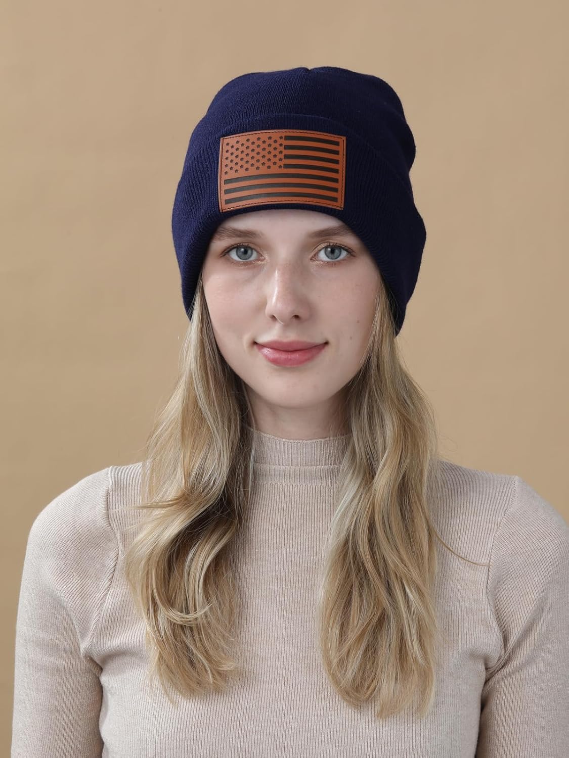 American Flag Beanie Hat for Men Women Leather USA Flag Tactical Police Army Military Gear Beanie Cap Gifts - Image 6