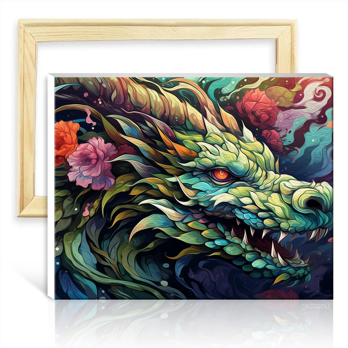 TANGFEIY Oil Painting Kits Dragon Canvas DIY Oil Painting Adults with Brushes and Acrylic Pigment Creative Artwork for Home Decor NO Frame(50x65cm)