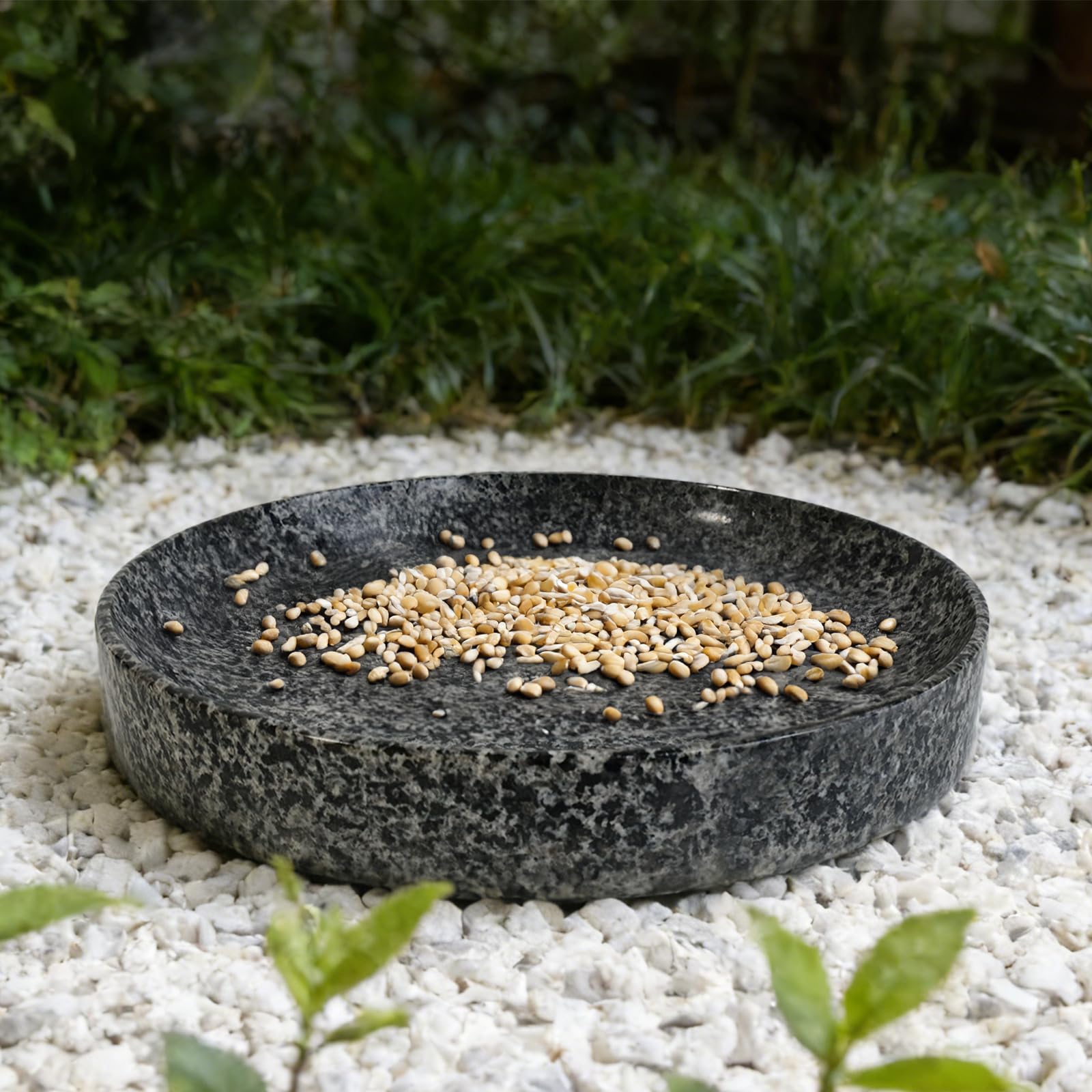 Vogeltränke aus Stein, 25,4 cm, schwere Vogeltränke, nur für den Außenbereich, Tischplatte, Bodenterrasse, Gartendekoration, witterungsbeständig, leicht zu reinigen