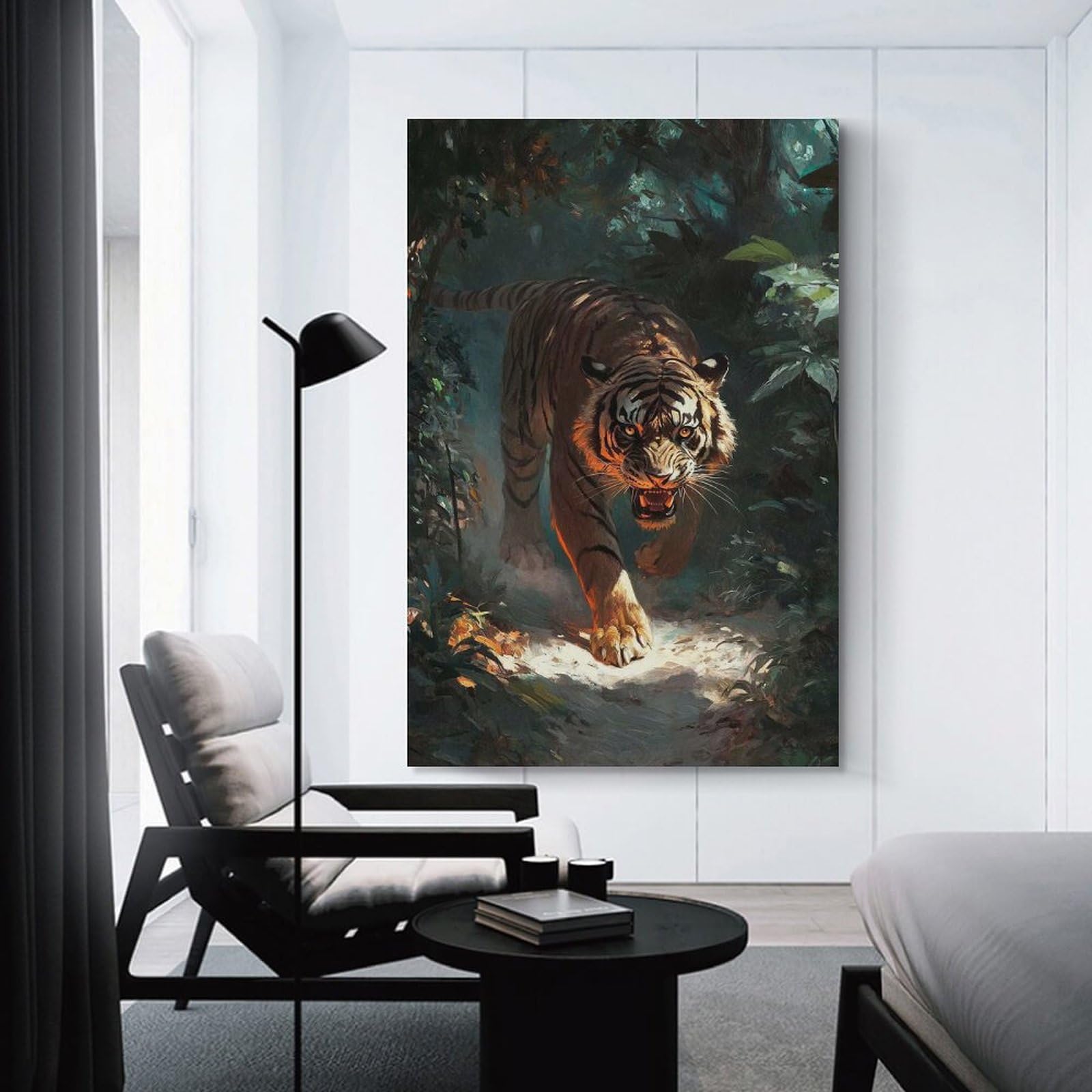 Junmoney Unframe-Style-11 Wall Picture Print Tiger In The Jungle, 20X30inch(50X75cm), For Entrance Walls, Hall Decor Or Foyers, Home Artwork For First Impressions