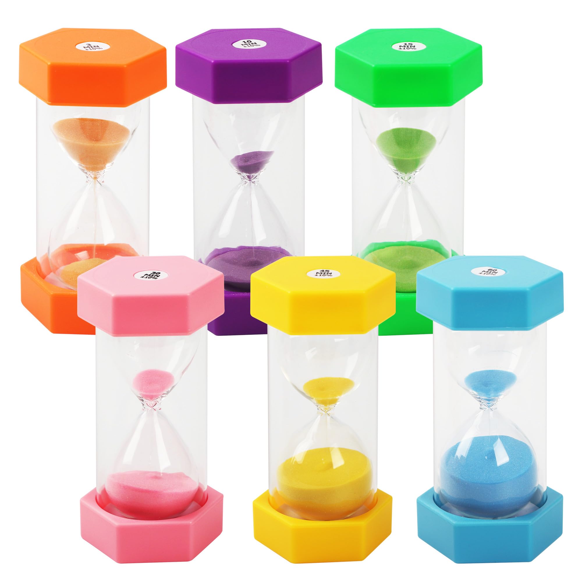6 Pezzi Timer a Clessidra, Clessidra Colorato Bambini Clessidra Timer Clessidra Set, Timer da cucina, Time Management, per 30 secondi 1 min 2 min 3 min 5 min 10 min set