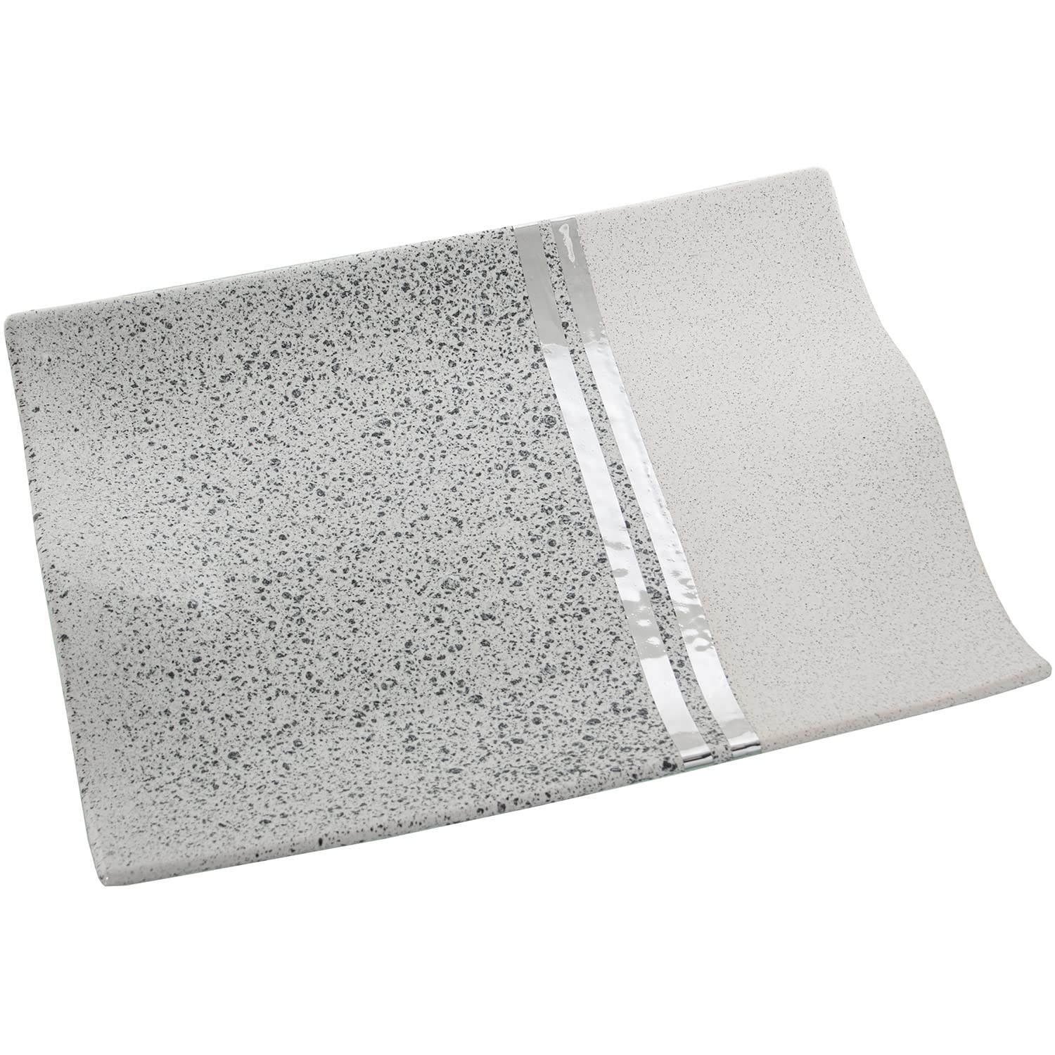 Plat en céramique argenté 33x24cm résistant et design pour décoration de buffet
