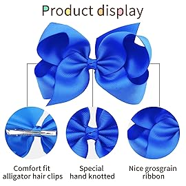 Oaoleer 40Pcs 6 Hair Bows Clips Grosgrain Ribbon Bows Hair Alligator Clips Hair Barrettes Hair Accessories for Baby Girls Infants Toddlers Kids Teens Children (6 Inch)