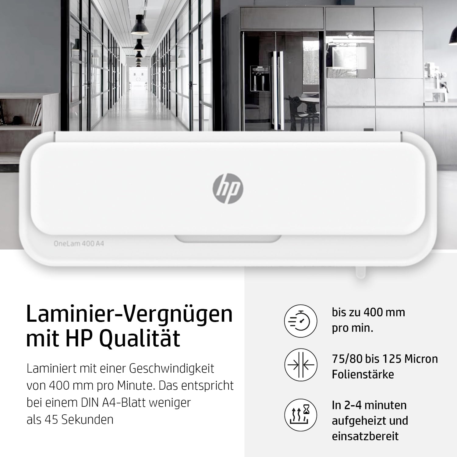 HP OneLam 400 A4, Laminiergerät, 75/80-125 Micron, inklusive Zubehör, 3160