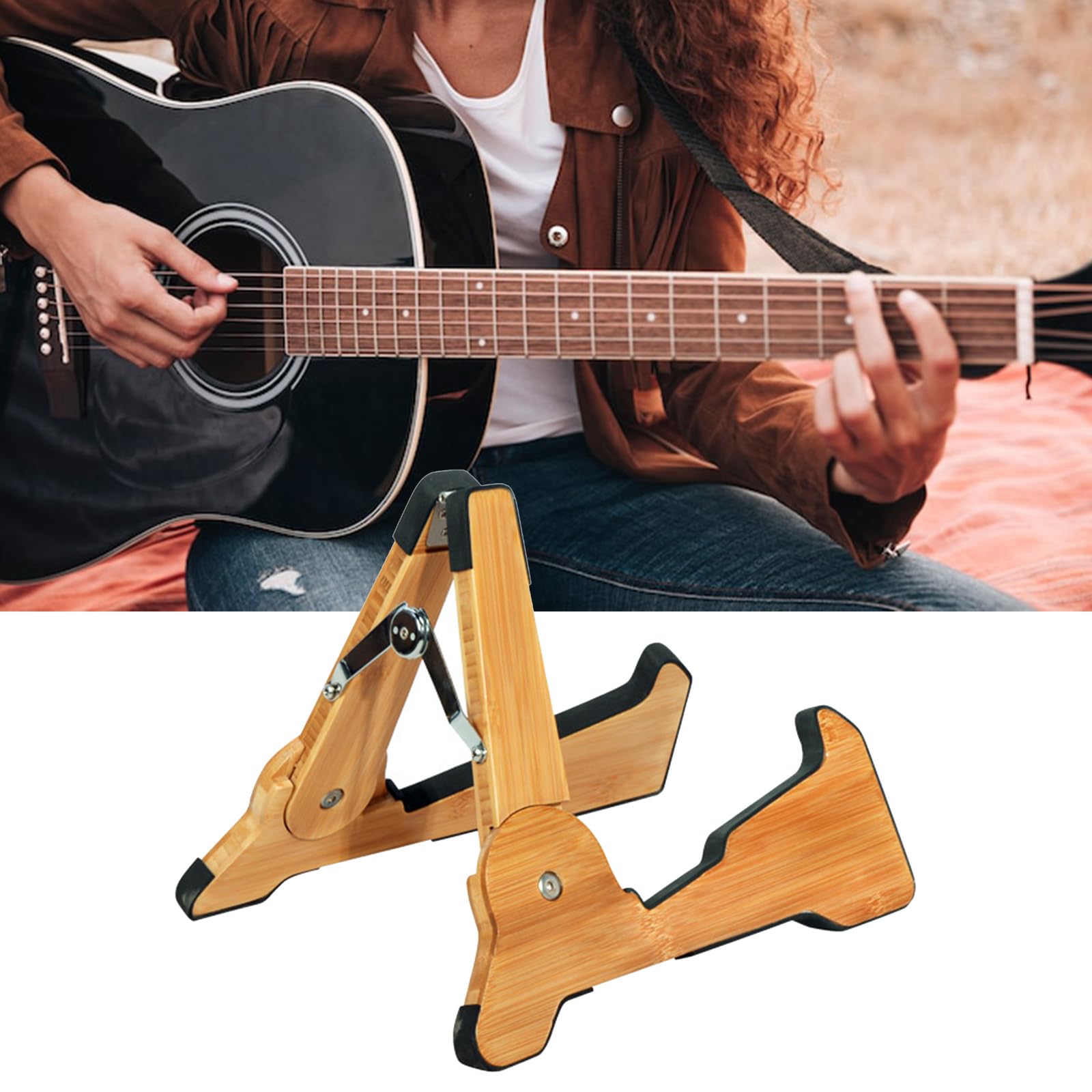 Regulowany stojak na gitarę elektryczną drewniany składany instrument muzyczny odpowiedni do elektrycznego i ukulele składany akustyczny