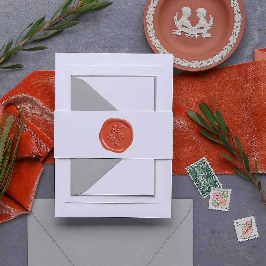 Uniqooo - Varillas de cera para sellar pistola de pegamento para sello de cera – Terra Cotta, paleta de colores de otoño, ideal para invitaciones de boda, tarjetas, ideas de regalo, paquete de 8