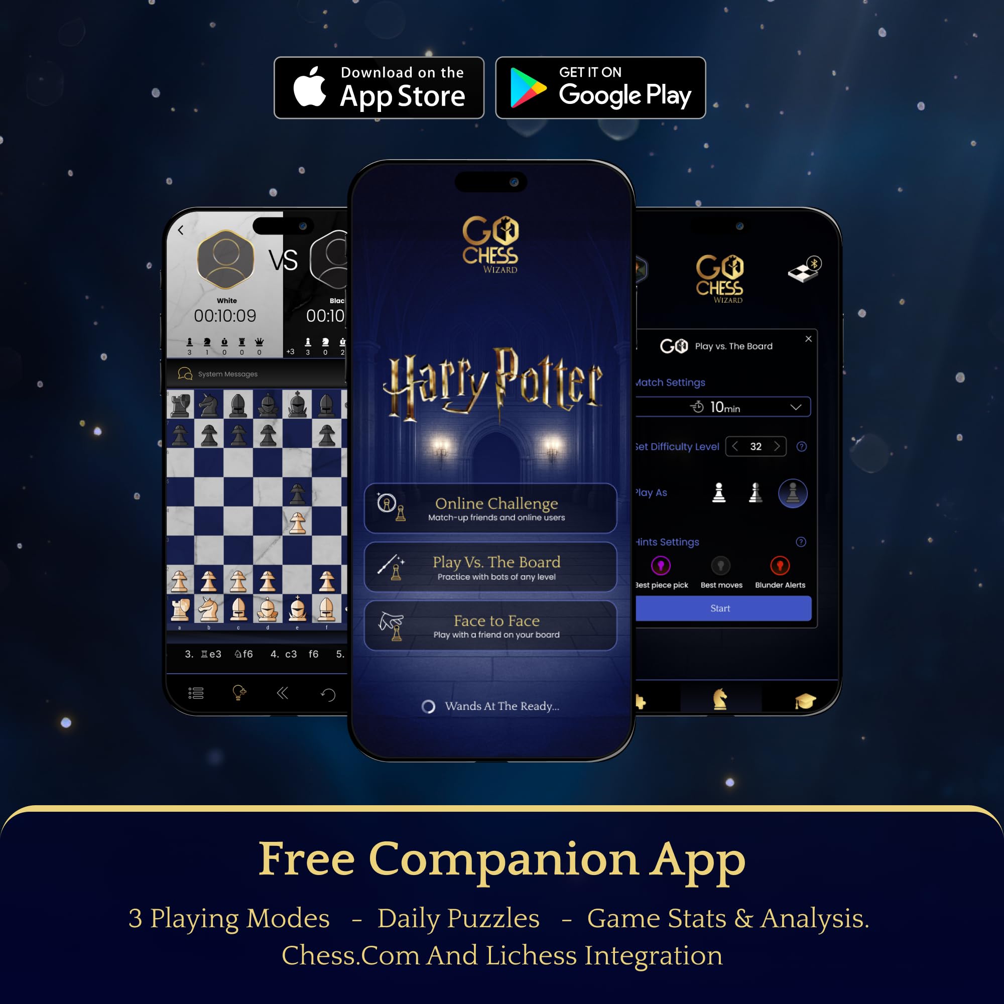 Gioco da tavolo elettronico di scacchi di Harry Potter. GoChess Mini Mago. Set di scacchi illuminato per tutti i livelli di abilità. App di gioco online per gli appassionati di Harry Potter e gli