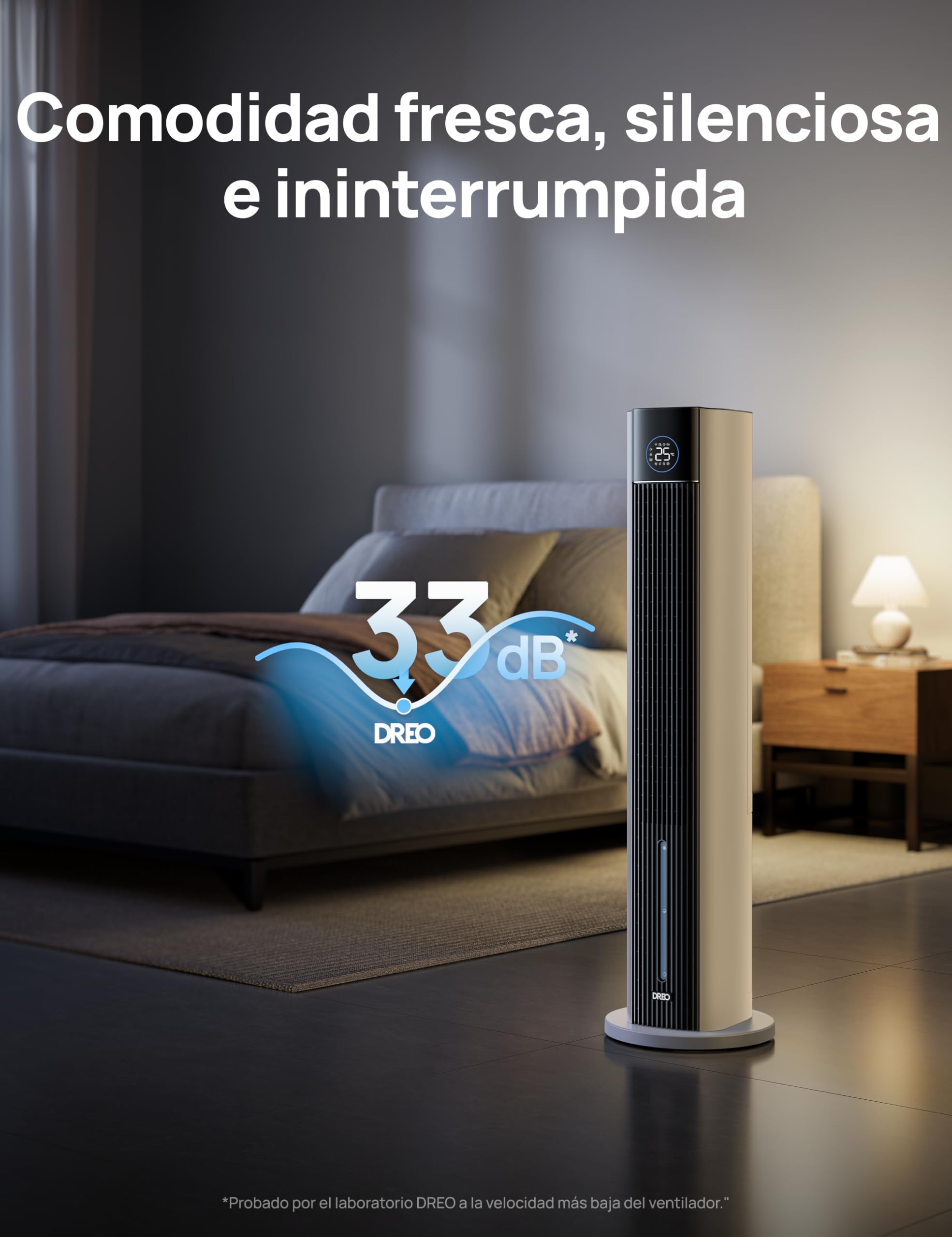DREO Ventilador de Torre con enfriamiento por agua, enfriador 110 cm, silencioso, 4 velocidades, 4 modos, evaporativo, control app, paquete de hielo, oscilación 80°, temporizador 12 h, blanco