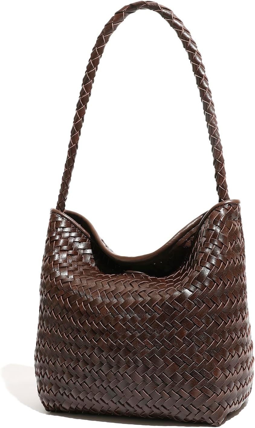 Woven Tote Bag for Women with Purse, Small Hobo Bags Top-handle Shoulder Bag Vegan Leather Underarm Handbag - Image 7