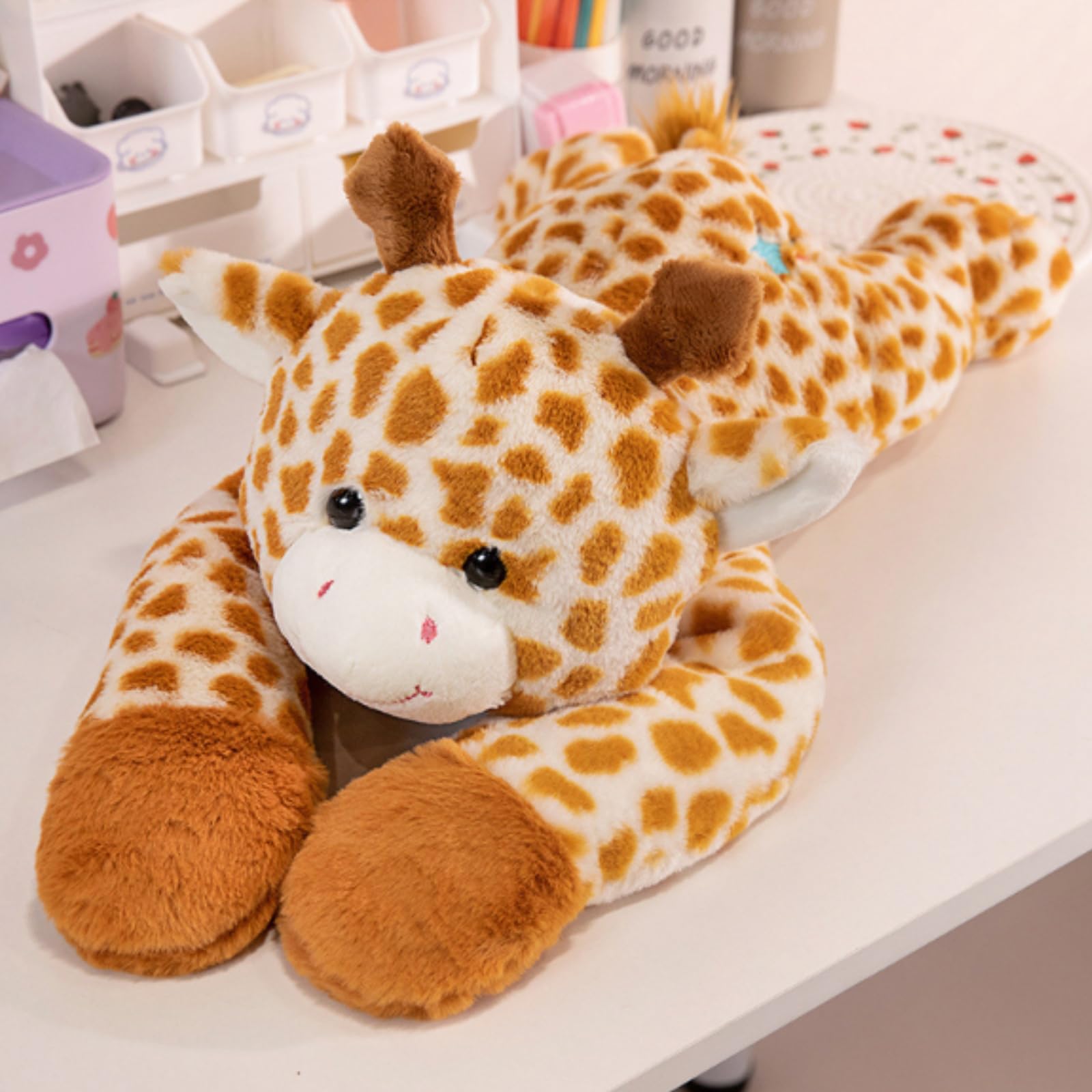 Tikwisdom 60cm Weighted Plush Animals for Kids & Adults -Koala giraffe Panda Teddy Bear Dinosaur Stuffed Toys, Hugging Pillow for Anxiety Relief & Sleep Support (Brown giraffe)